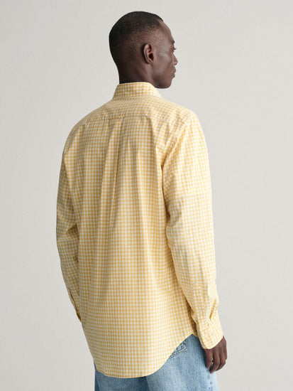 Gant Men Yellow Checked Button-down Collar Long Sleeves Shirt