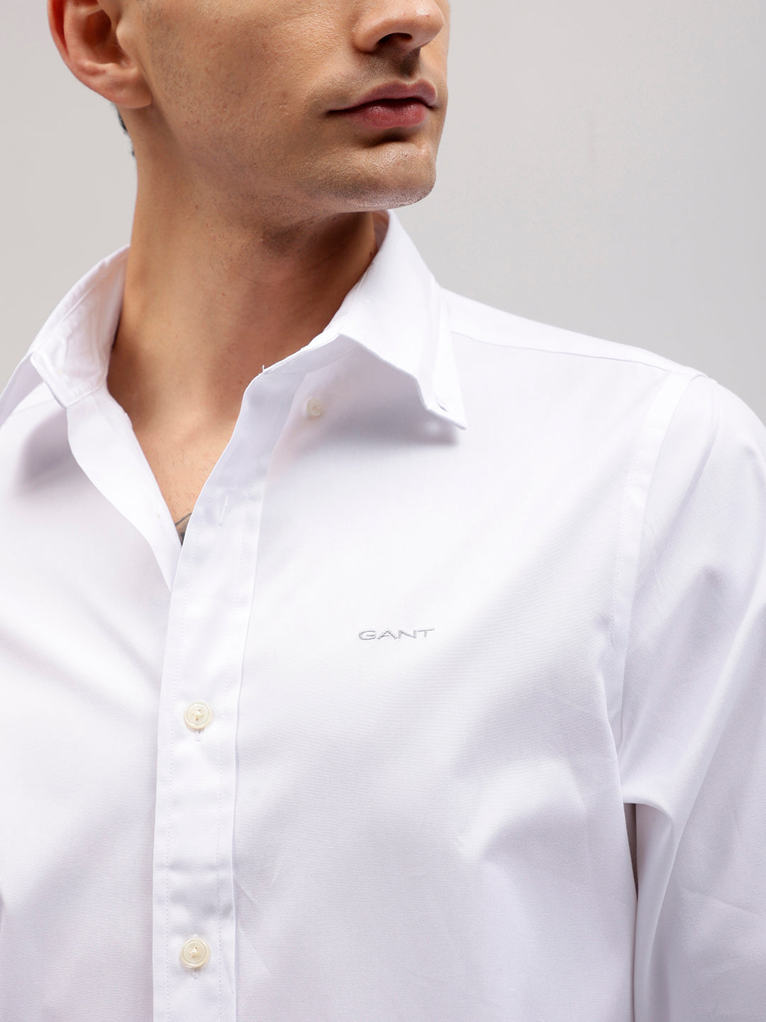 Gant Men White Solid Button-down Collar Full Sleeves Shirt