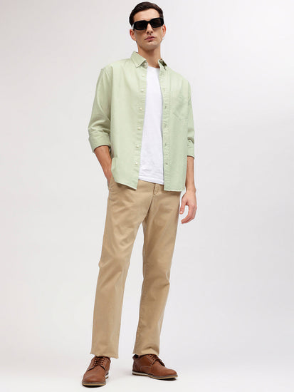 Gant Men Green Solid Button-down Collar Full Sleeves Shirt