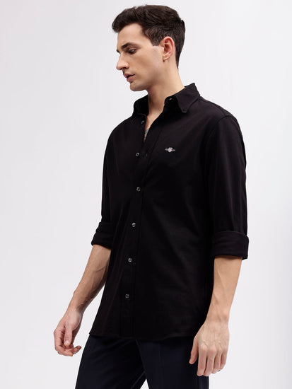 Gant Men Black Solid Button-down Collar Full Sleeves Shirt