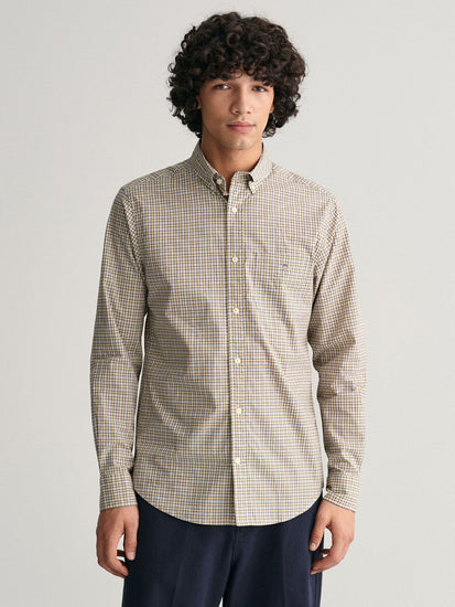 Gant Men Yellow Checked Button Down Full Sleeves Shirt