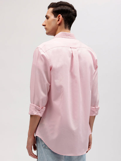 Gant Men Pink Solid Button-down Collar Full Sleeves Shirt