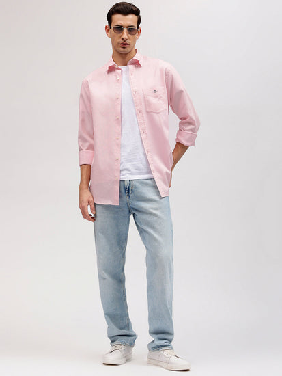 Gant Men Pink Solid Button-down Collar Full Sleeves Shirt