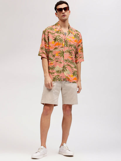 Gant Men Multicolour Tropical Print Resort Collar Short Sleeves Shirt