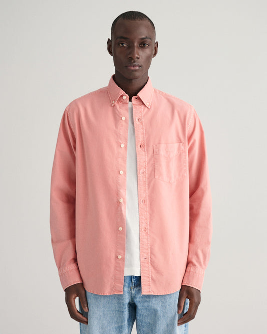 Gant Men Pink Solid Button Down Full Sleeves Shirt