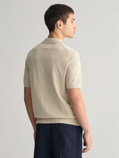 Gant Men Beige Solid Polo Collar Short Sleeves T-Shirt