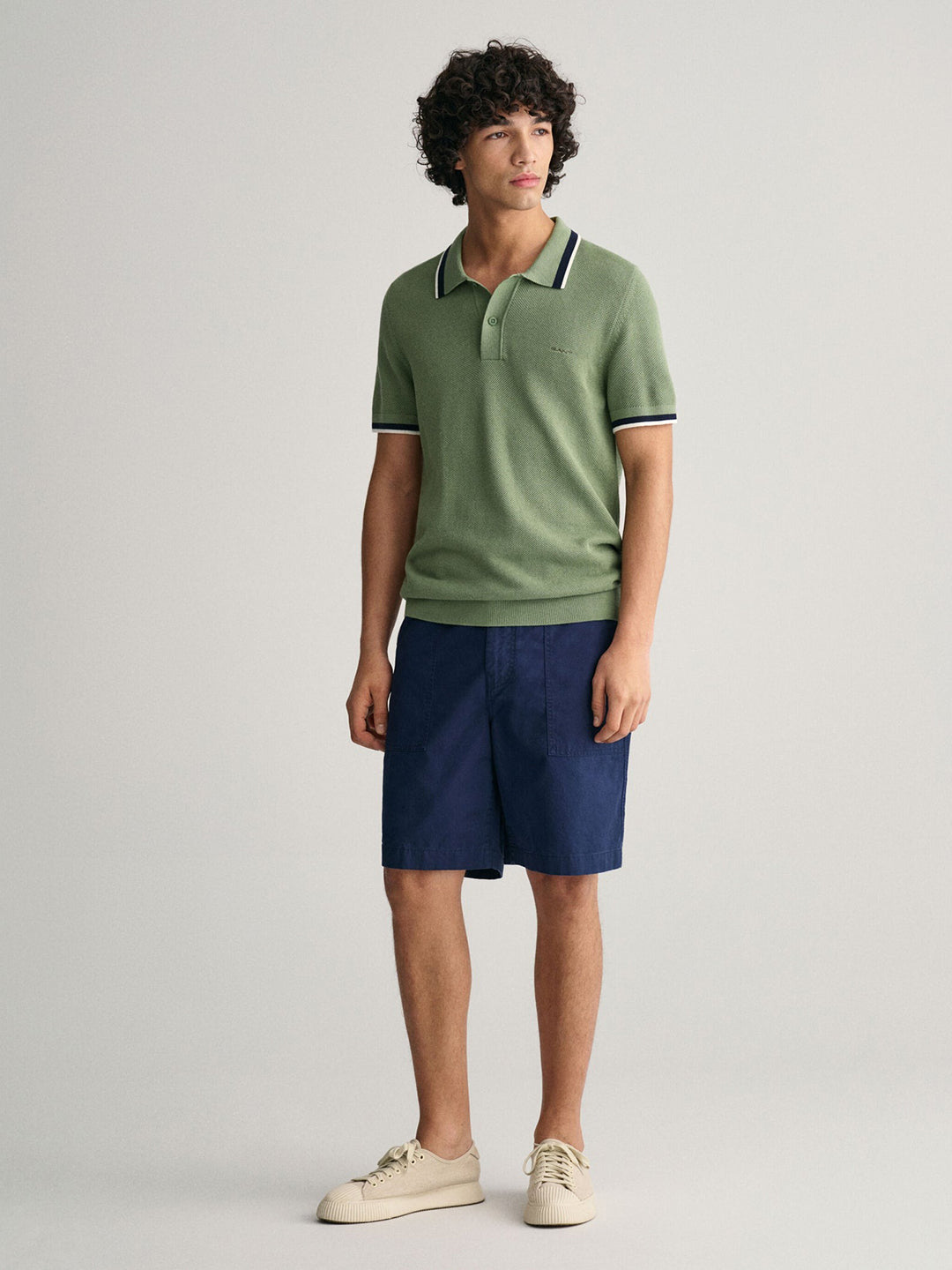 Gant Men Green Solid Polo Collar Short Sleeves T-Shirt