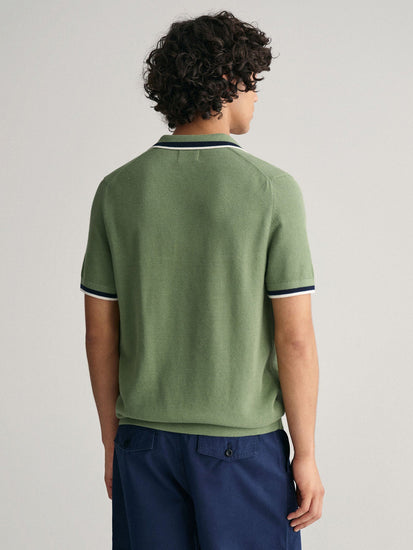 Gant Men Green Solid Polo Collar Short Sleeves T-Shirt