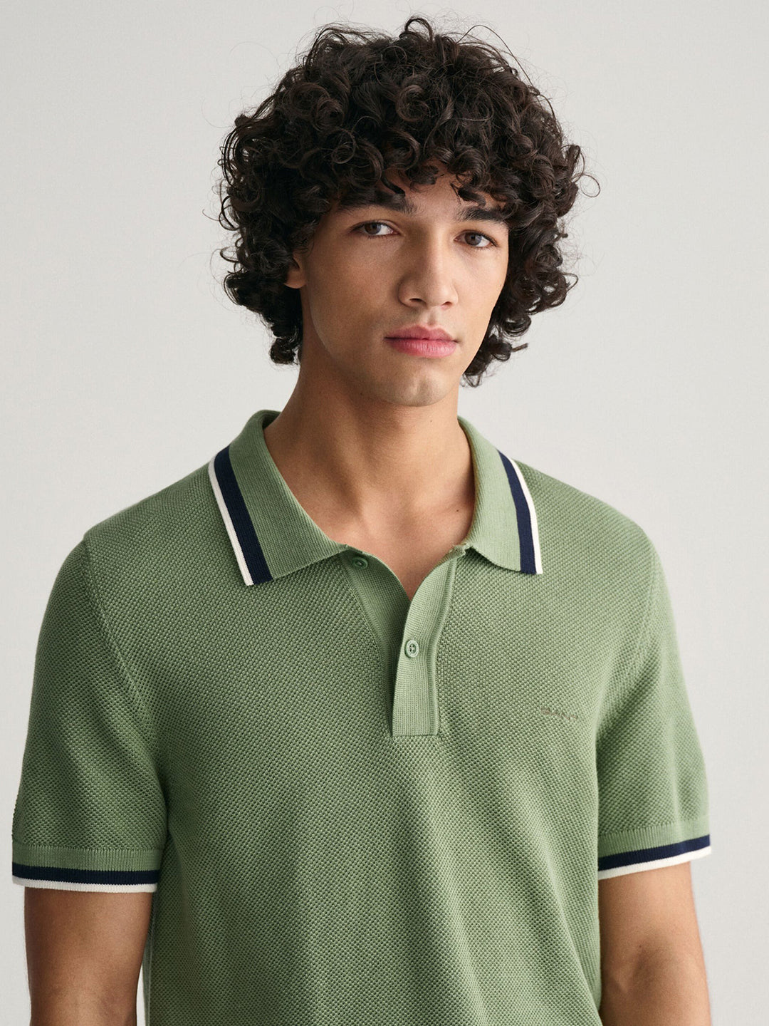 Gant Men Green Solid Polo Collar Short Sleeves T-Shirt