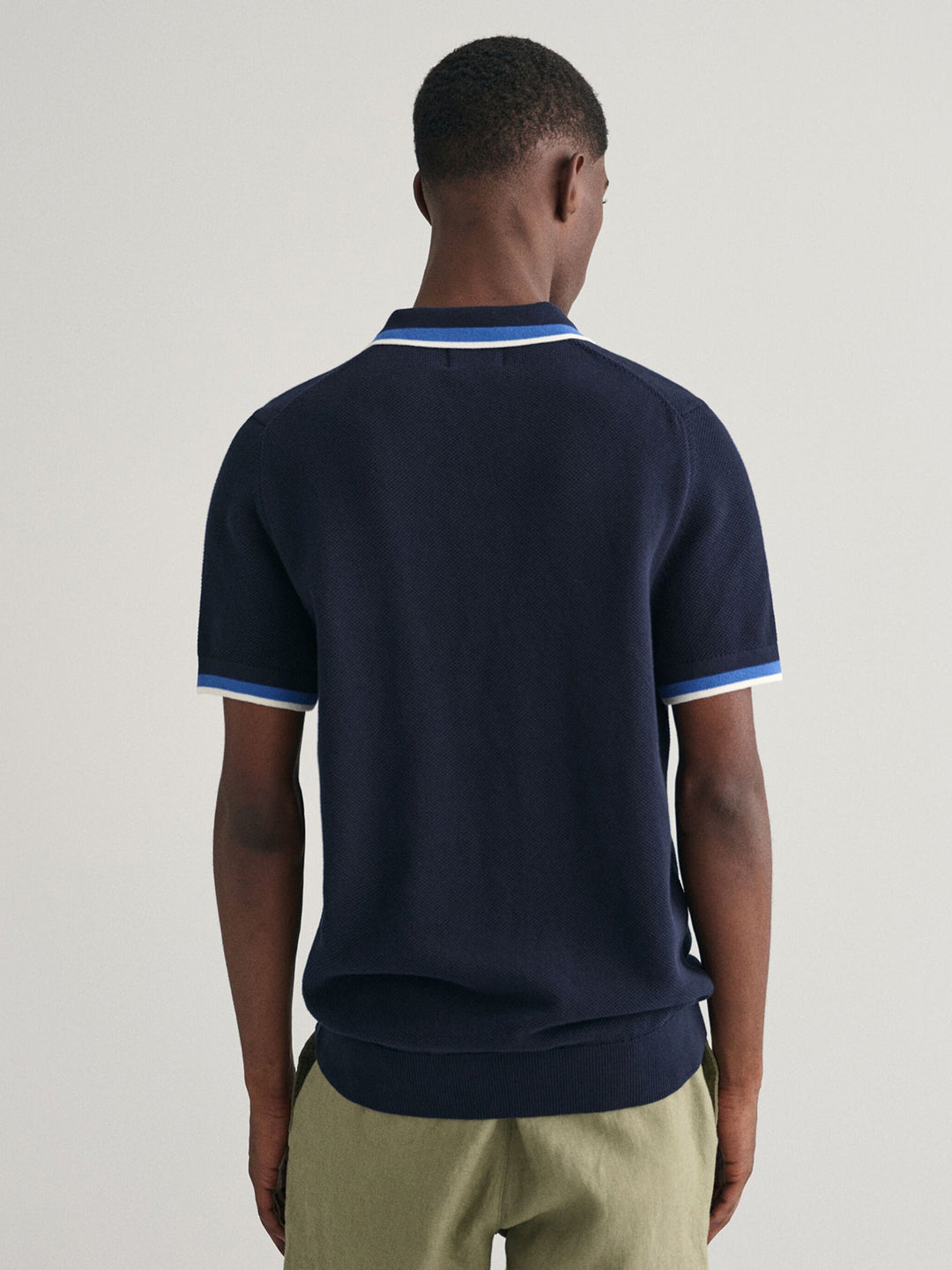 Gant Men Blue Solid Polo Collar Short Sleeves T-Shirt