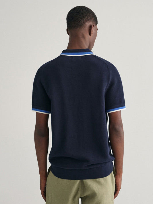 Gant Men Blue Solid Polo Collar Short Sleeves T-Shirt