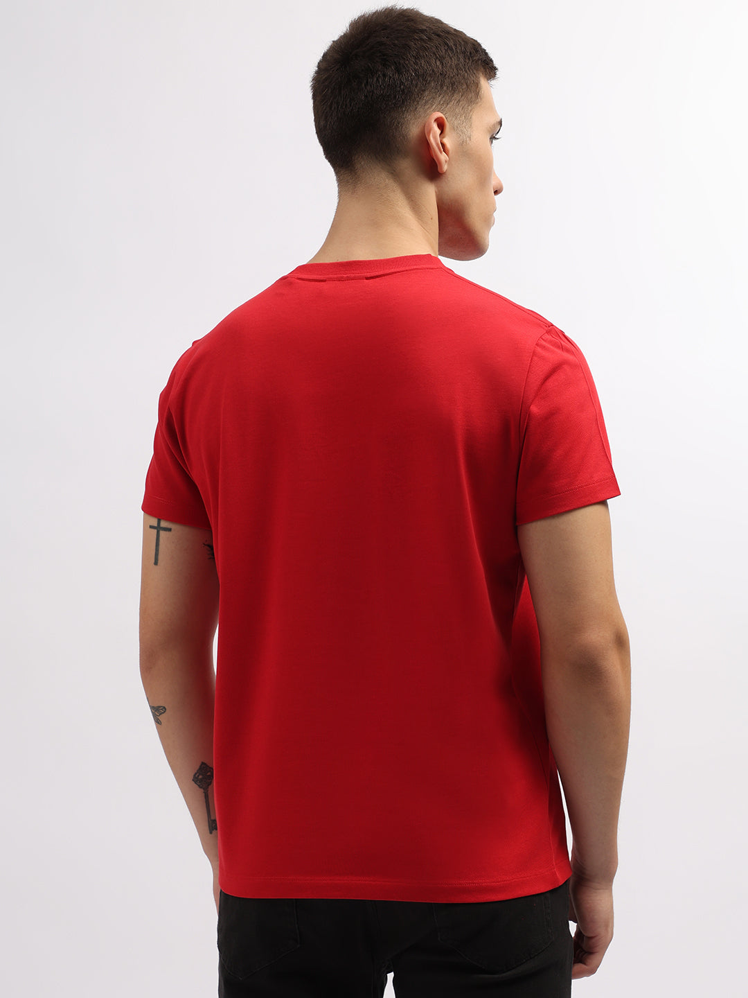 Gant Men Red Solid Round Neck Short Sleeves T-Shirt