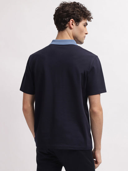 Gant Men Blue Solid Polo Collar Short Sleeves T-Shirt