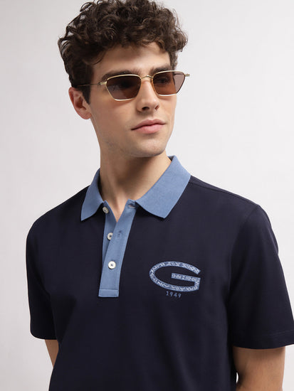 Gant Men Blue Solid Polo Collar Short Sleeves T-Shirt