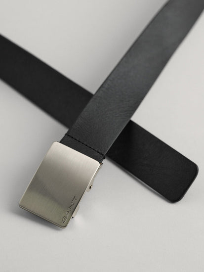 Gant Men Black Solid Slider Buckle Leather Belt