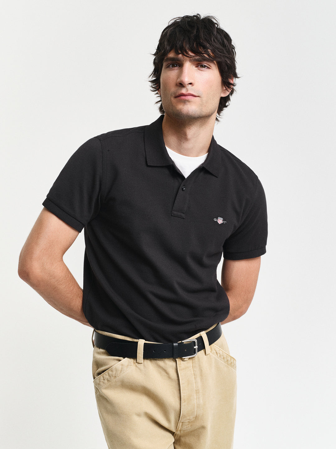 Gant Men Black Polo Collar Short Sleeves T-Shirt