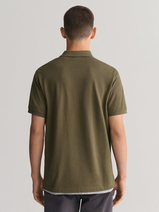 Gant Men Green Solid Collared Short Sleeves Polo T-Shirt