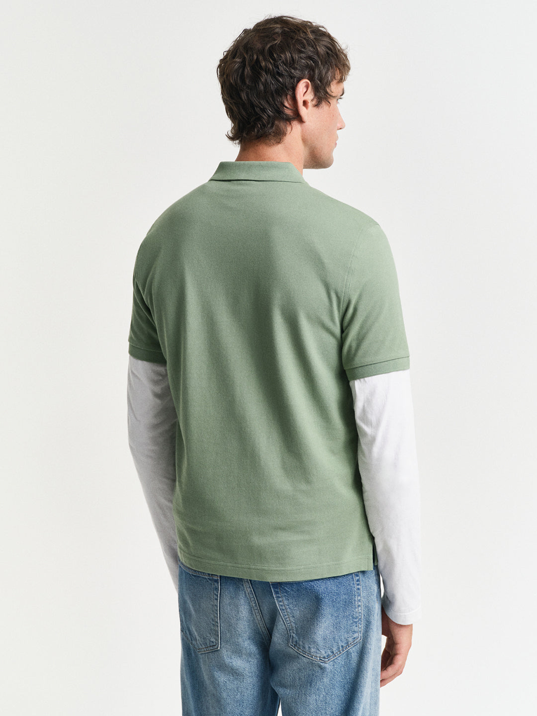 Gant Men Green Solid Short Sleeves Polo Tshirt