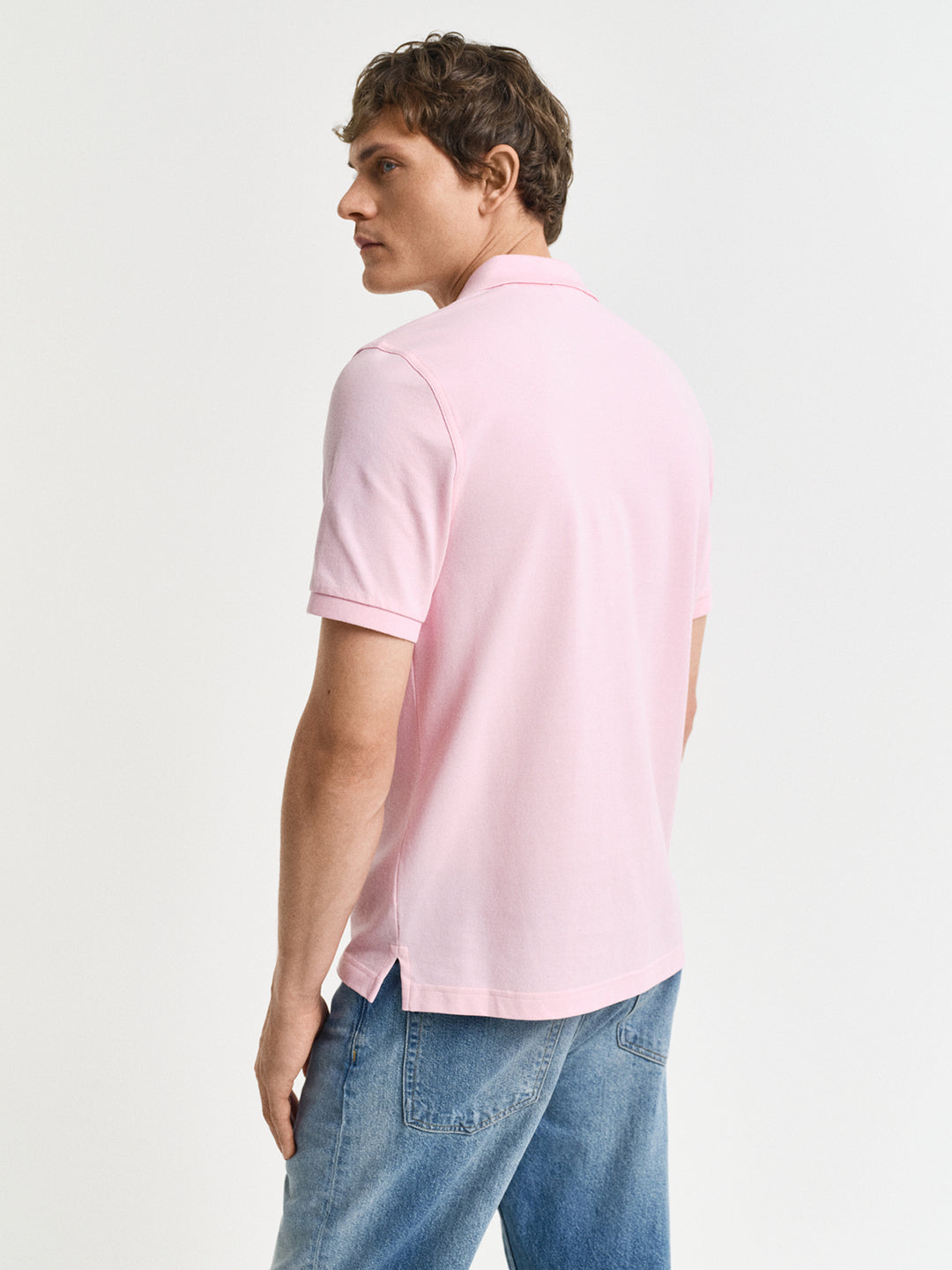 Gant Men Pink Solid Short Sleeves Polo T-Shirt