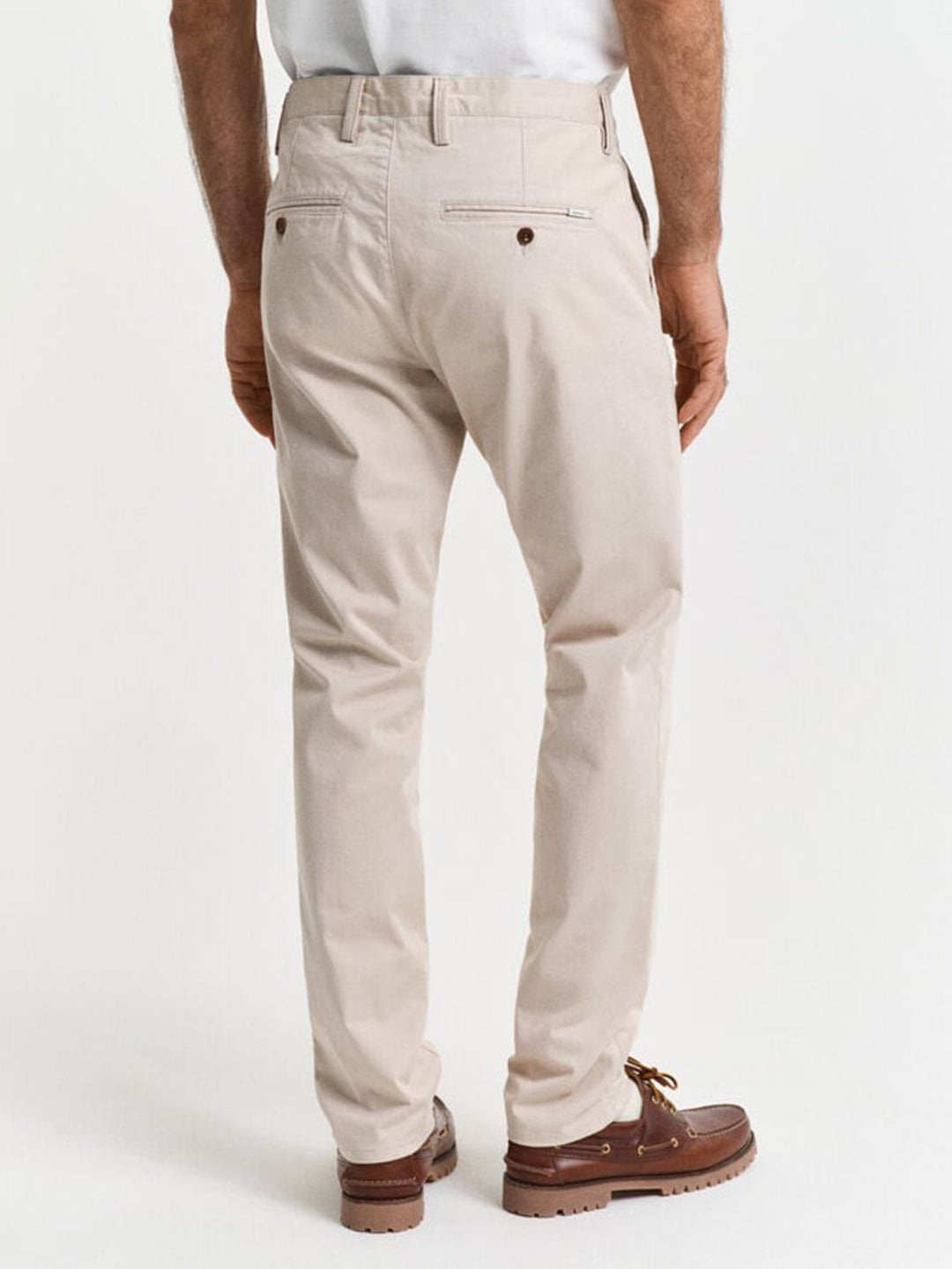 Gant Mens Putty Mid Rise Slim Fit Chino Trousers