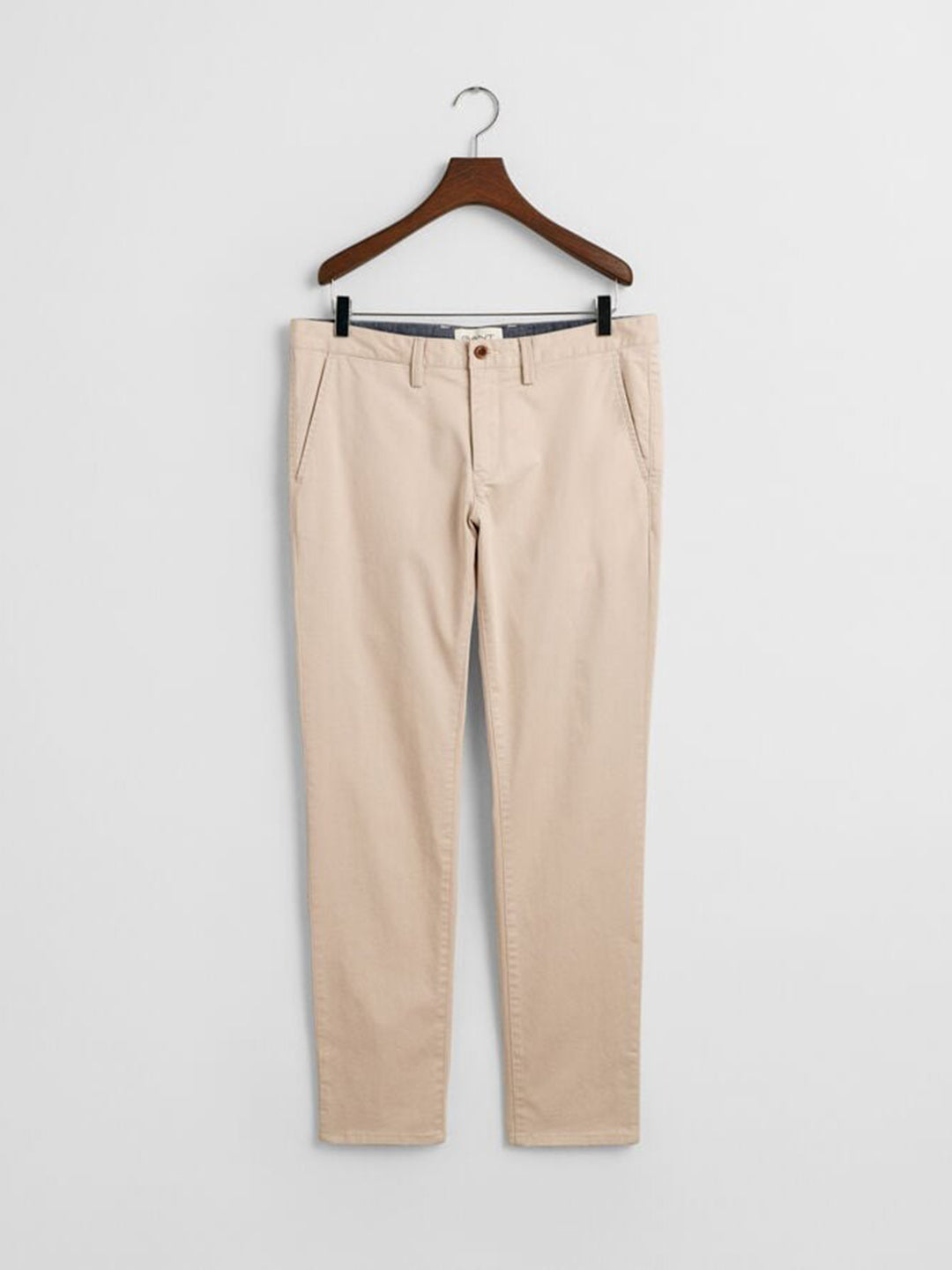 Gant Mens Putty Mid Rise Slim Fit Chino Trousers