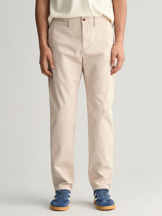 Gant Mens Putty Mid Rise Regular Fit Chino Trousers