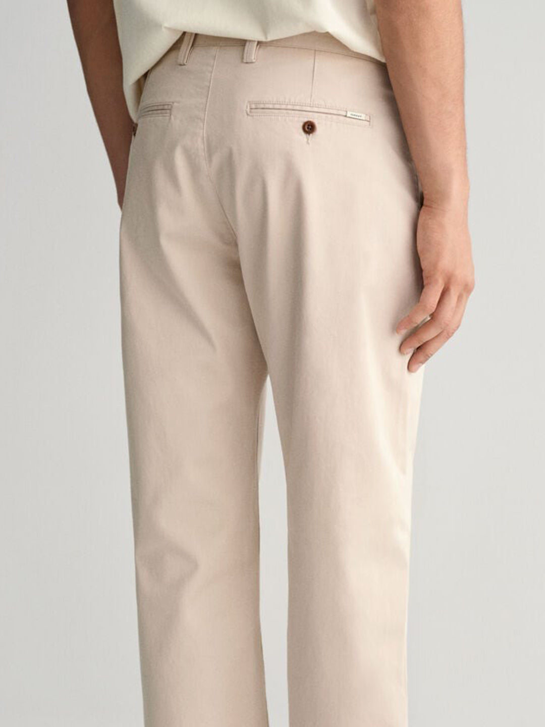 Gant Mens Putty Mid Rise Regular Fit Chino Trousers