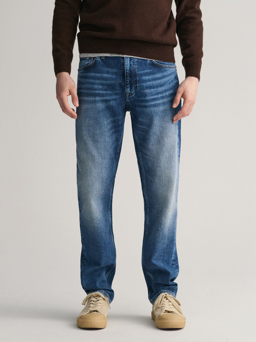 Gant Men Blue Washed Slim Fit Mid-Rise Jeans