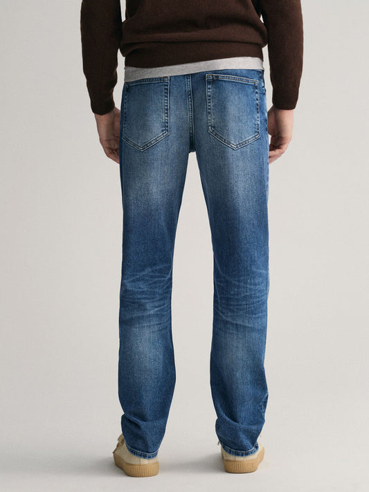 Gant Men Blue Washed Slim Fit Mid-Rise Jeans