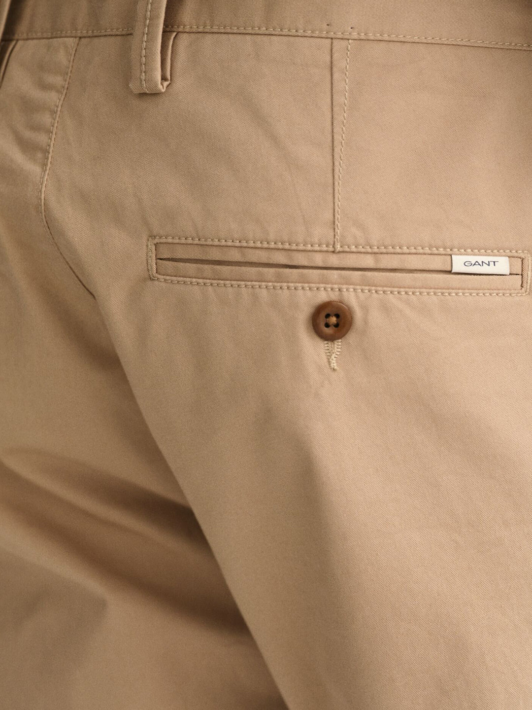 Gant Men Khaki Solid Slim Fit Flat-Front Chinos