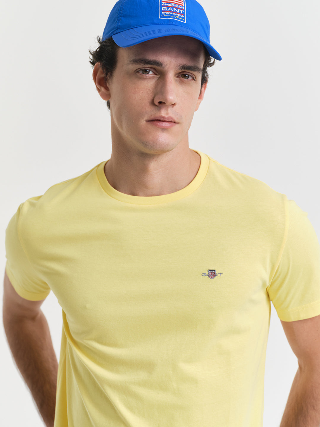 Gant Men Yellow Solid Round Neck Short Sleeves T-Shirt