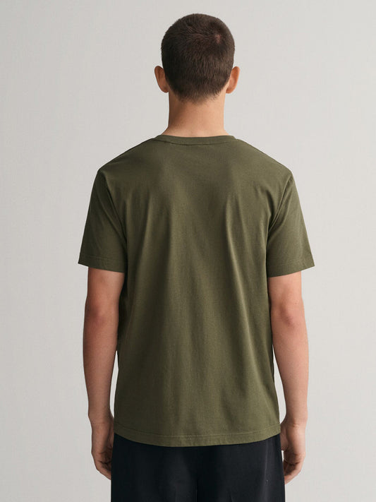 Gant Men Green Printed Round Neck Short Sleeves T-Shirt