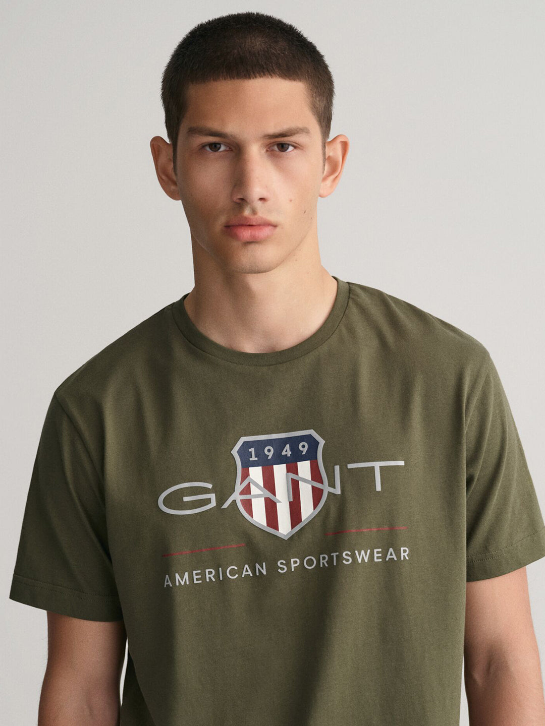 Gant Men Green Printed Round Neck Short Sleeves Tshirt
