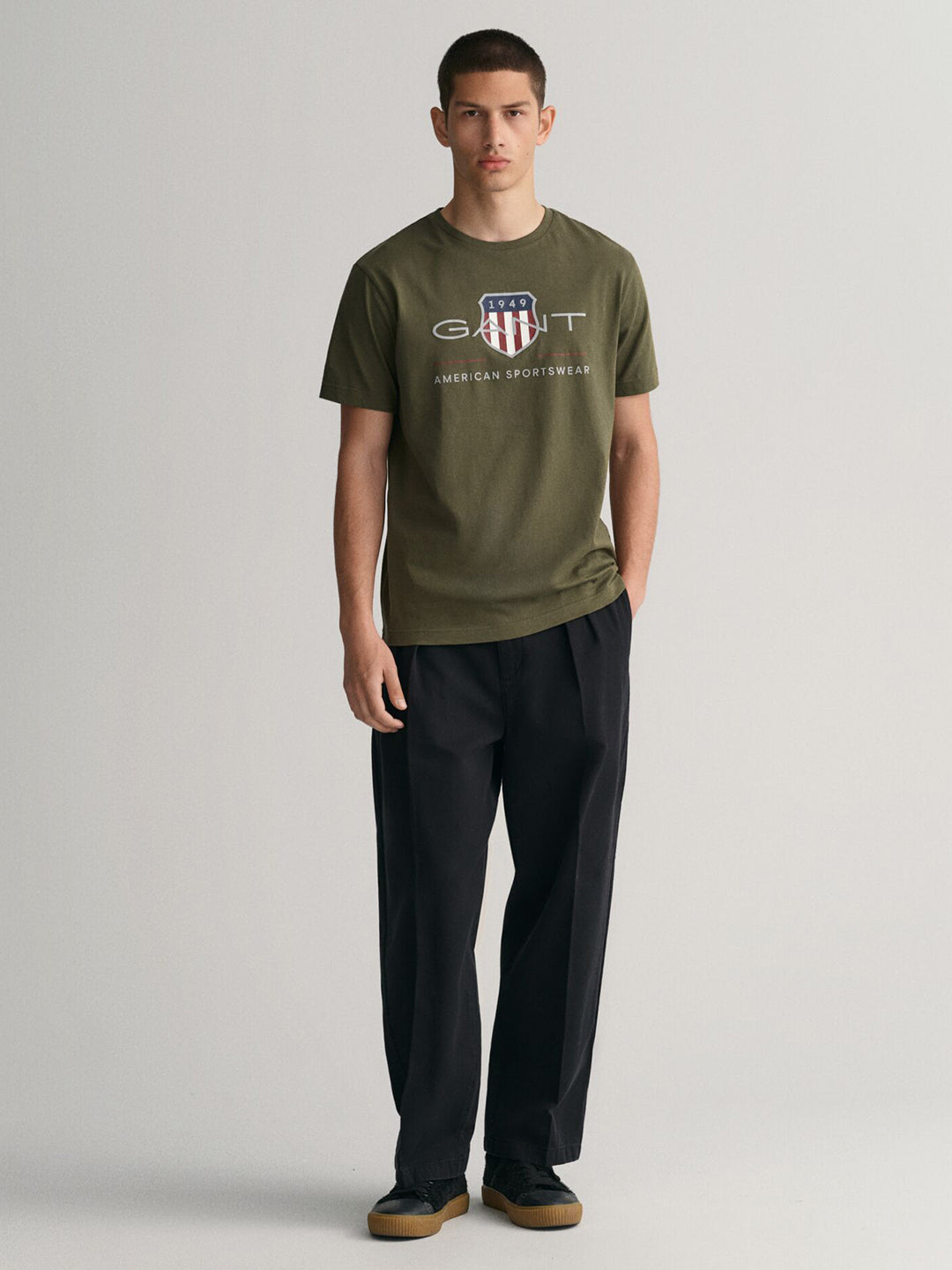 Gant Men Green Printed Round Neck Short Sleeves Tshirt