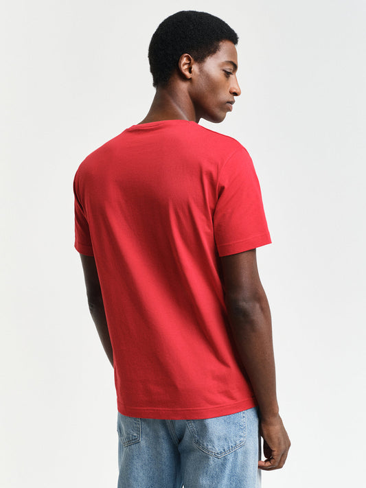 Gant Men Red Printed Round Neck Short Sleeves T-Shirt