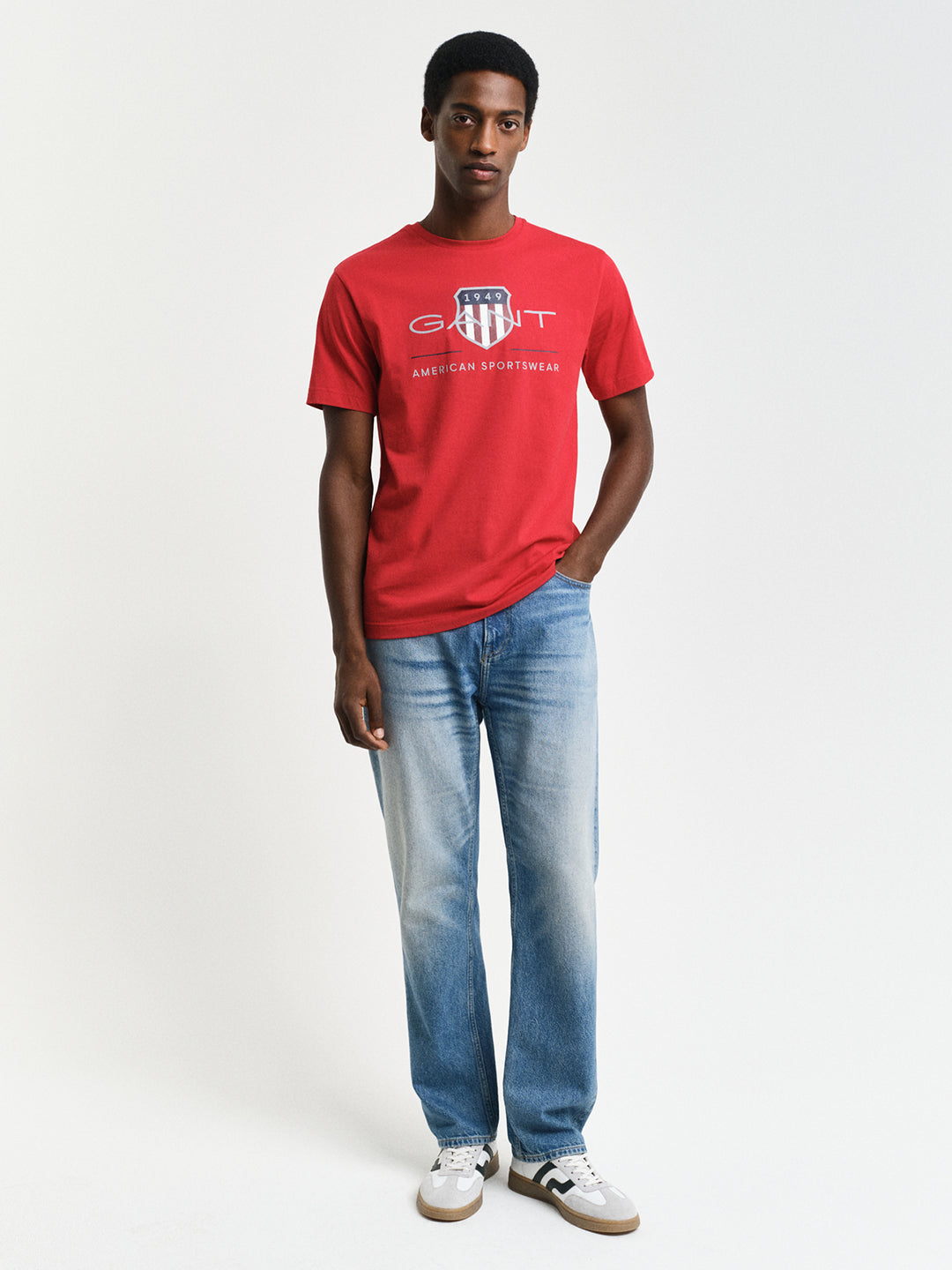 Gant Men Red Printed Round Neck Short Sleeves Tshirt