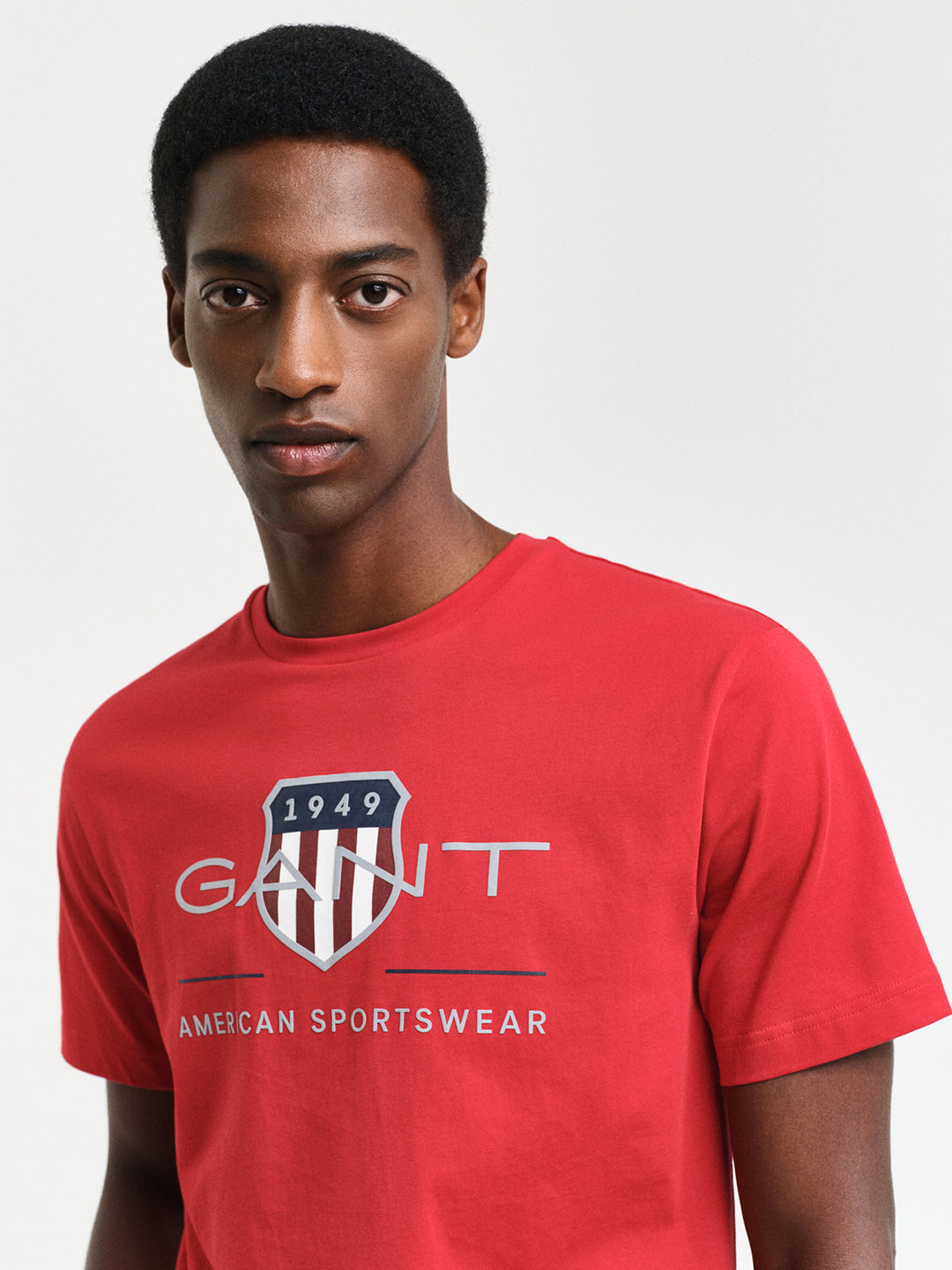 Gant Men Red Printed Round Neck Short Sleeves Tshirt
