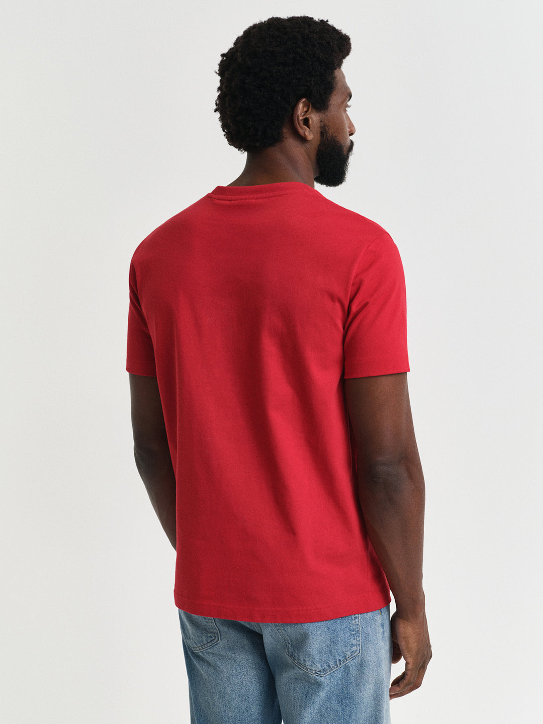 Gant Men Red Solid Round Neck Short Sleeves T-Shirt