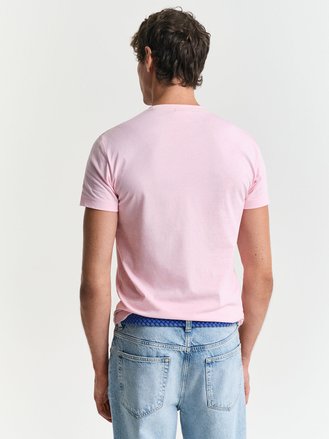 Gant Men Pink Solid Round Neck Short Sleeves T-Shirt