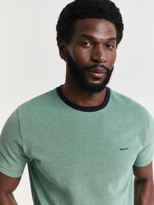 Gant Men Green Solid Round Neck Short Sleeves T-Shirt