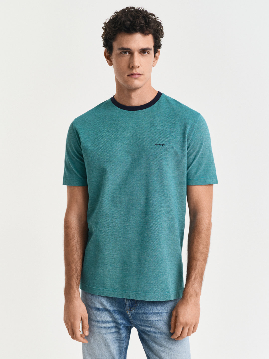 Gant Mens Teal Crew Neck Short Sleeve Solid T-Shirt