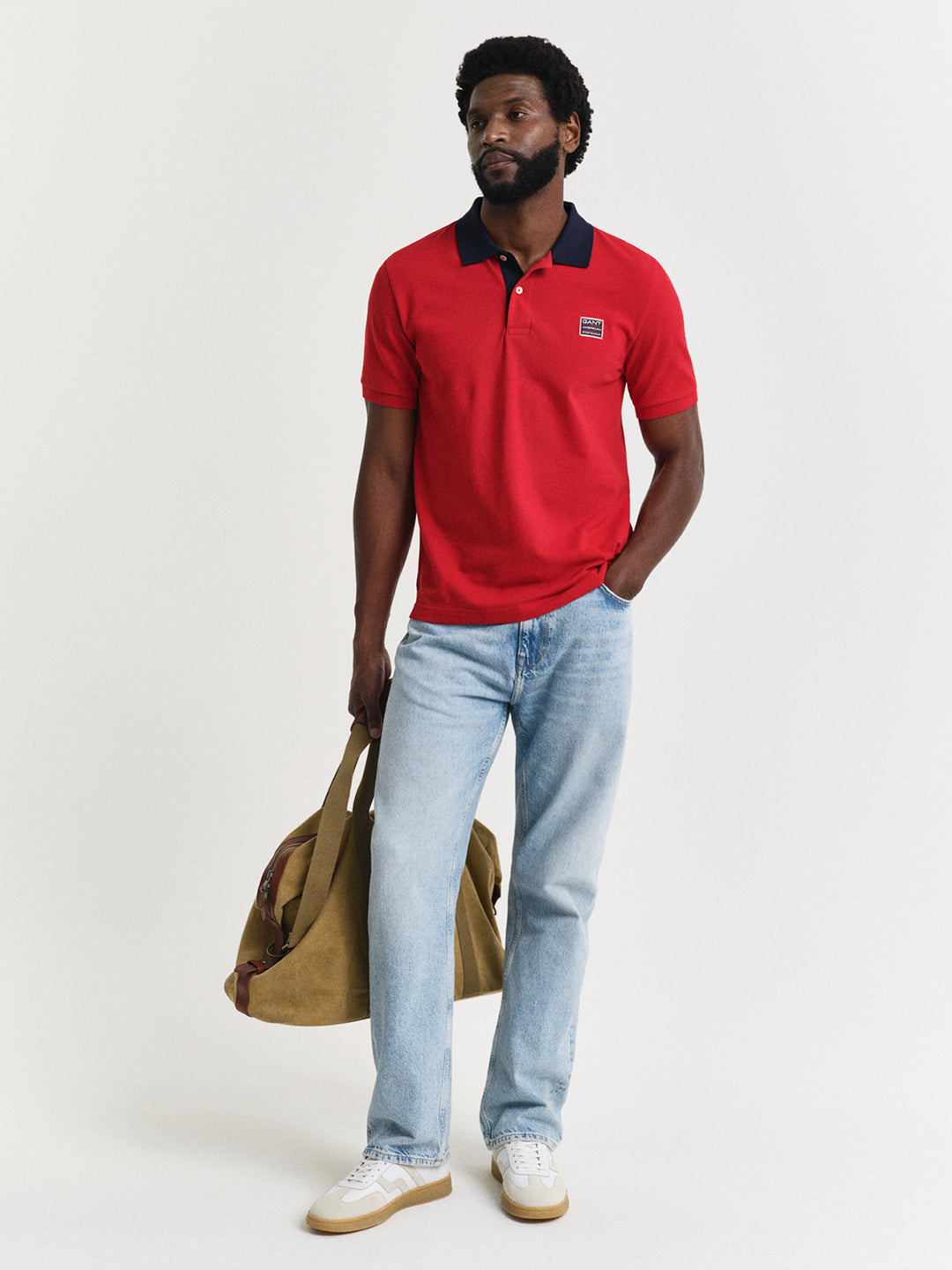 Gant Men Red Solid Collared Short Sleeves Polo T-Shirt