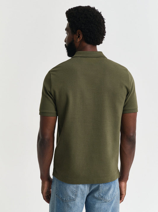 Gant Men Green Solid Short Sleeves Polo T-Shirt