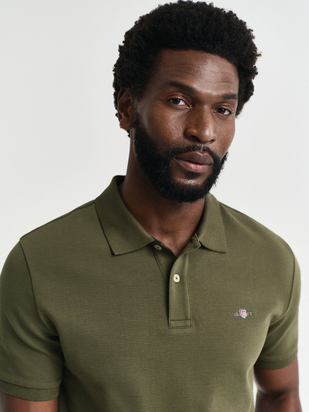 Gant Men Green Solid Short Sleeves Polo T-Shirt