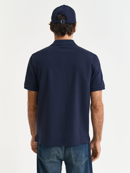 Gant Men Blue Solid Short Sleeves Polo Tshirt