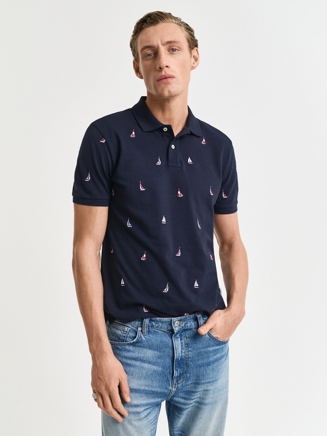 Gant Men Blue Polo Collar Short Sleeves T-Shirt