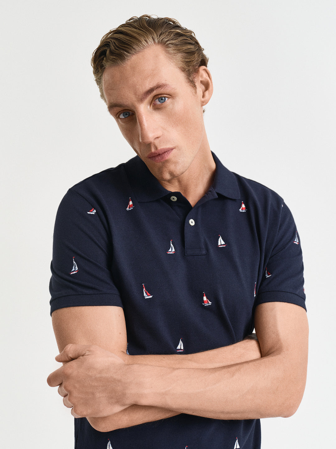 Gant Men Blue Polo Collar Short Sleeves T-Shirt