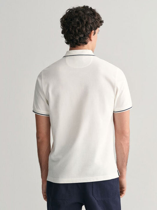 Gant Mens White Polo Collar Short Sleeve Solid T-Shirt