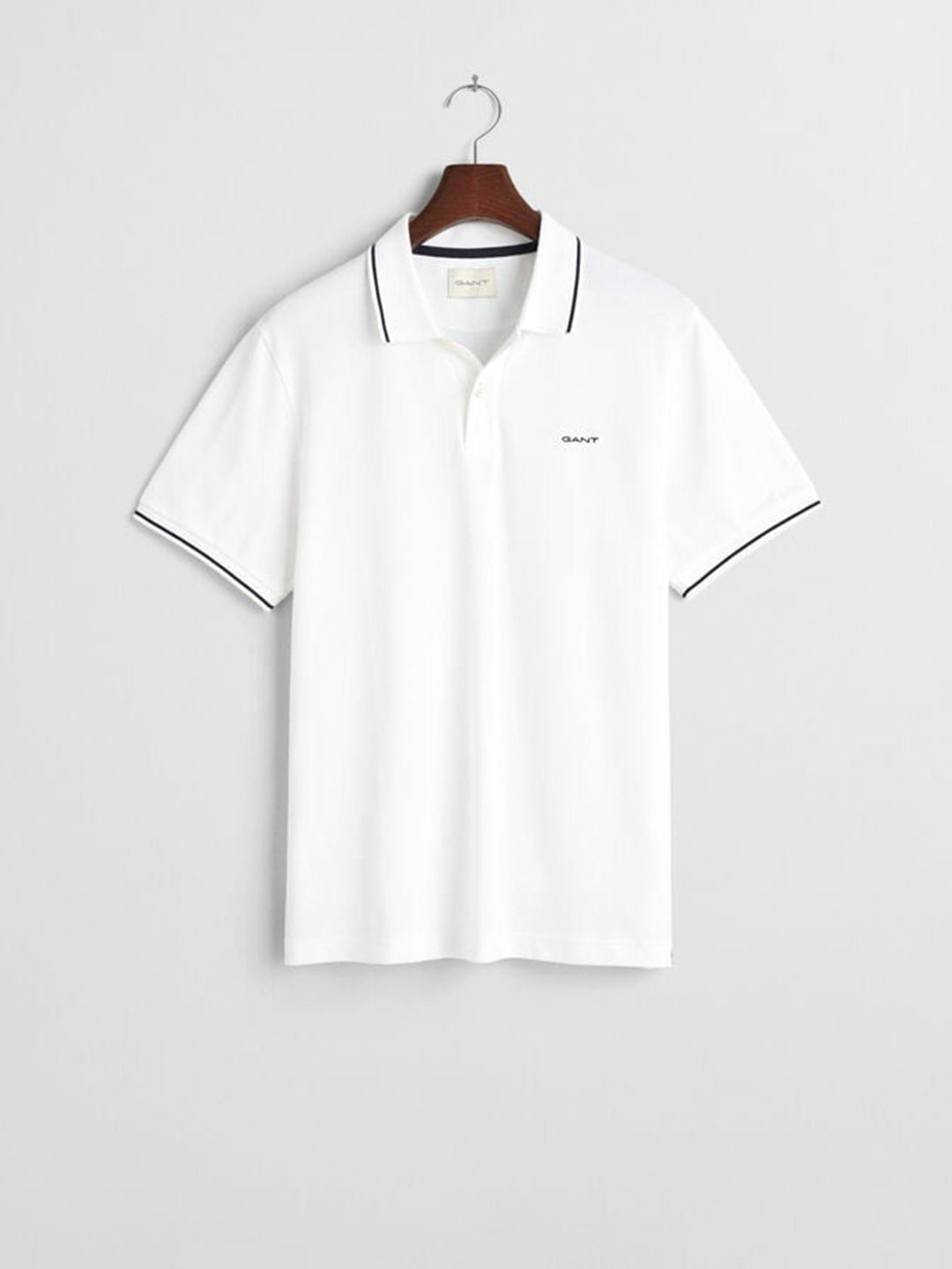 Gant Mens White Polo Collar Short Sleeve Solid T-Shirt