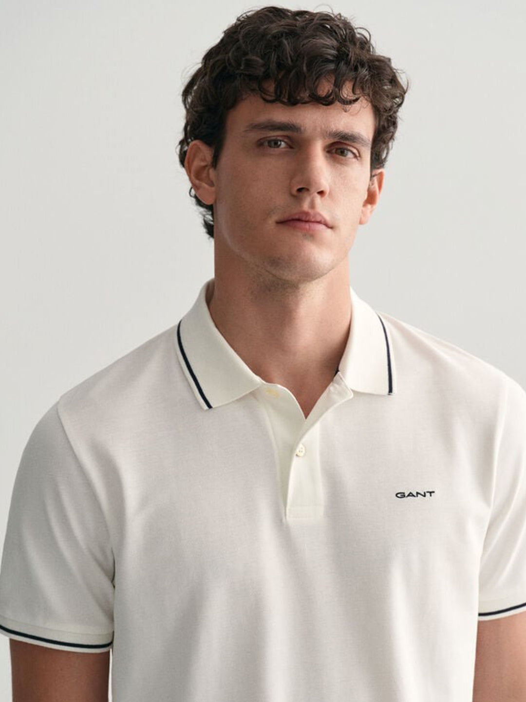 Gant Mens White Polo Collar Short Sleeve Solid T-Shirt